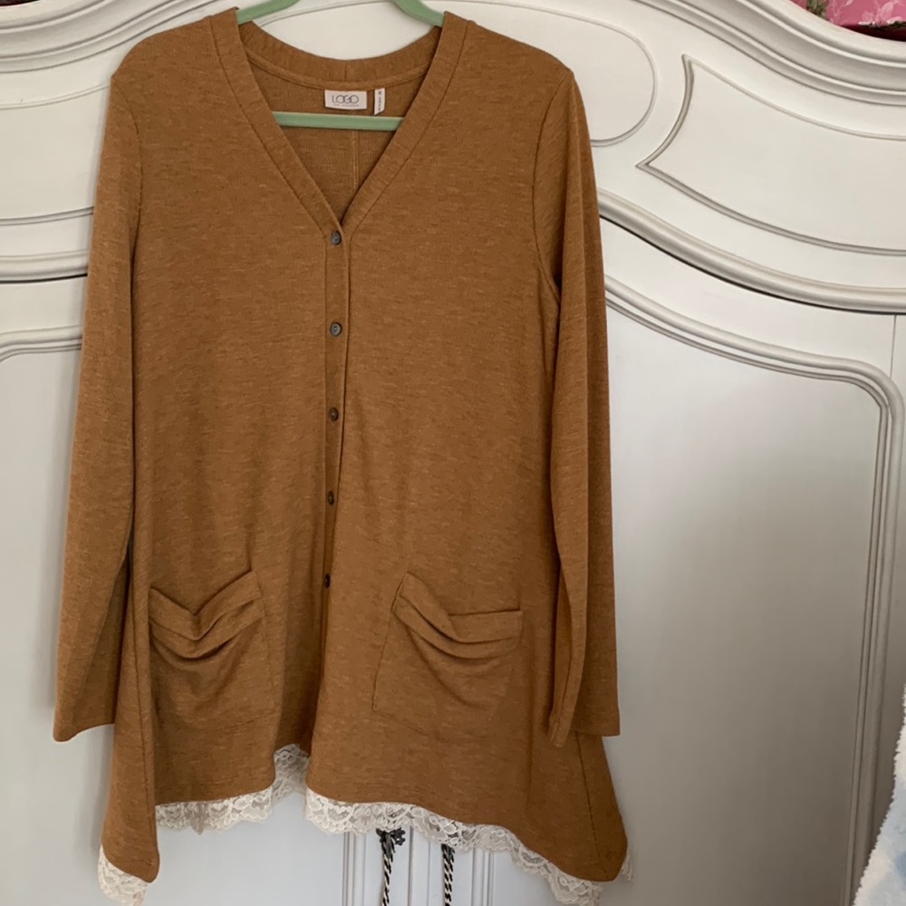 LOGO waffle knit Cardigan